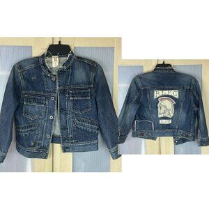 RALPH LAUREN Rugby Women's Varsity Denim Jacket Sz S Designer Streetwear Casual